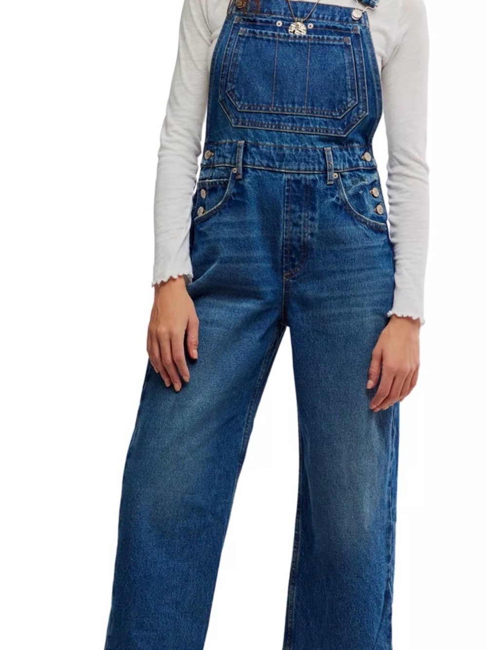 Free People Women’s Blue Denim Overalls One-Piece
